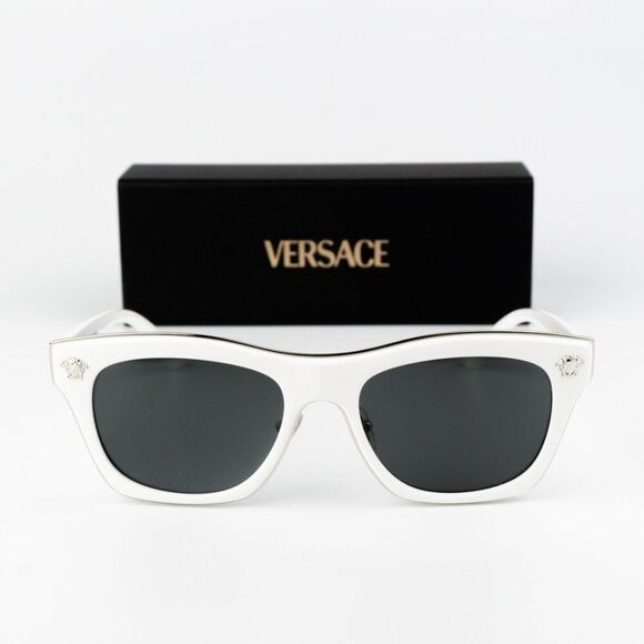 NEW Versace VE2272 314/87 White Dark Grey Square Women Sunglasses - Picture 2 of 11